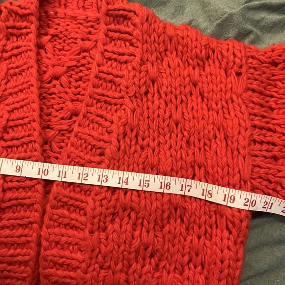 Callahan x Revolve Gigi Cardigan Womens Red Knit Open Front Cropped Boxy - Picture 3 of 6
